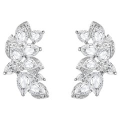HARAKH 2 5/8 Carat Brilliant & Rose Cut Natural Colorless Diamond Stud Earrings