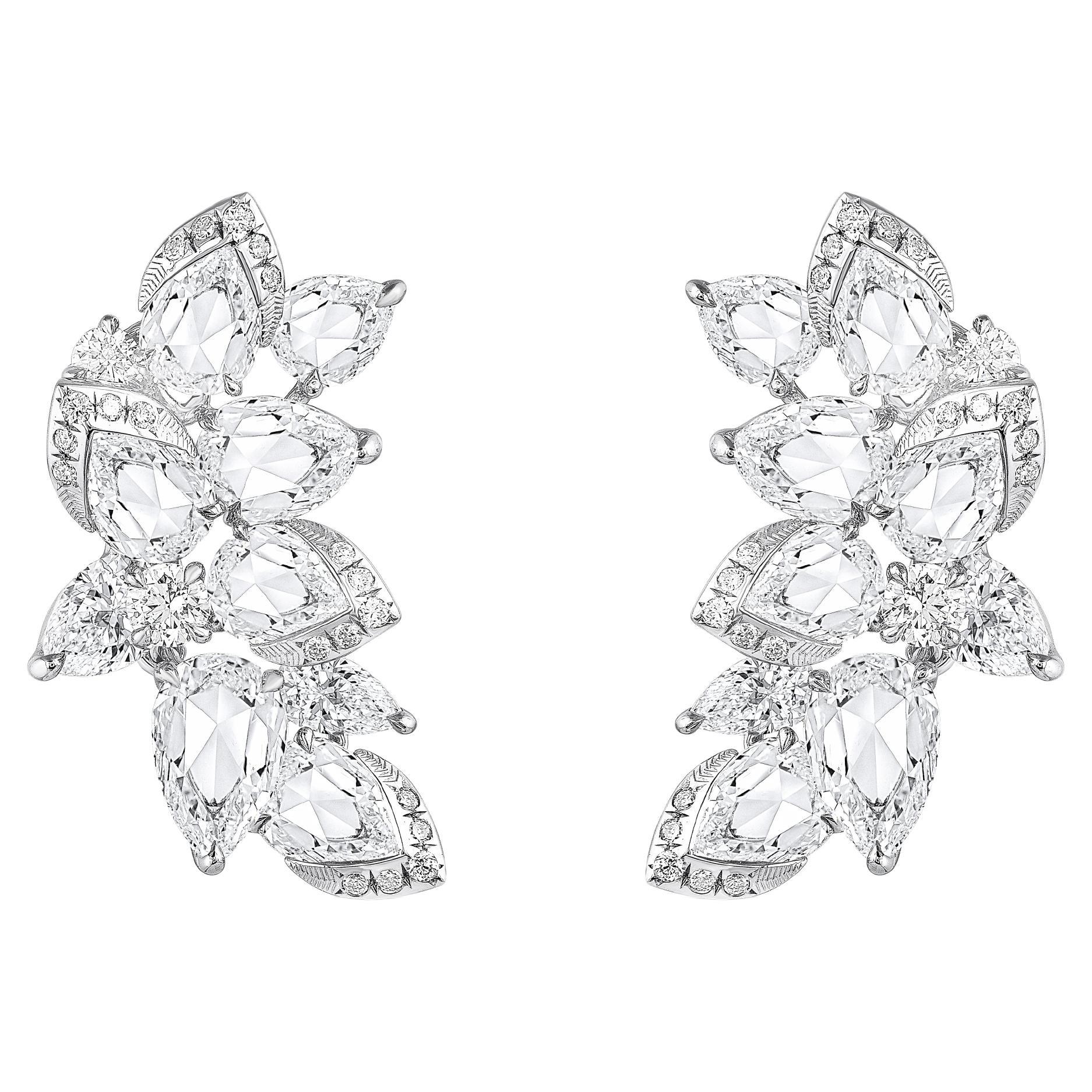 HARAKH 2 5/8 Karat Brillant 
Rosenschliff Natürlicher farbloser Diamant-Ohrstecker