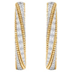 HARAKH 2 5/8 CT Colorless Diamond 18KT Yellow Gold Hoop Sunlight Earrings