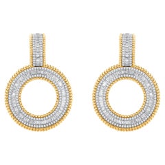 HARAKH 2 7/8 Carat Colorless Baguette Diamond Sunlight Hoop Earrings 18K Gold