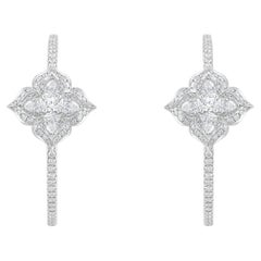 HARAKH Pendientes de aro en forma de mandala con diamante incoloro de 2 7/8 quilates y oro blanco de 18 quilates