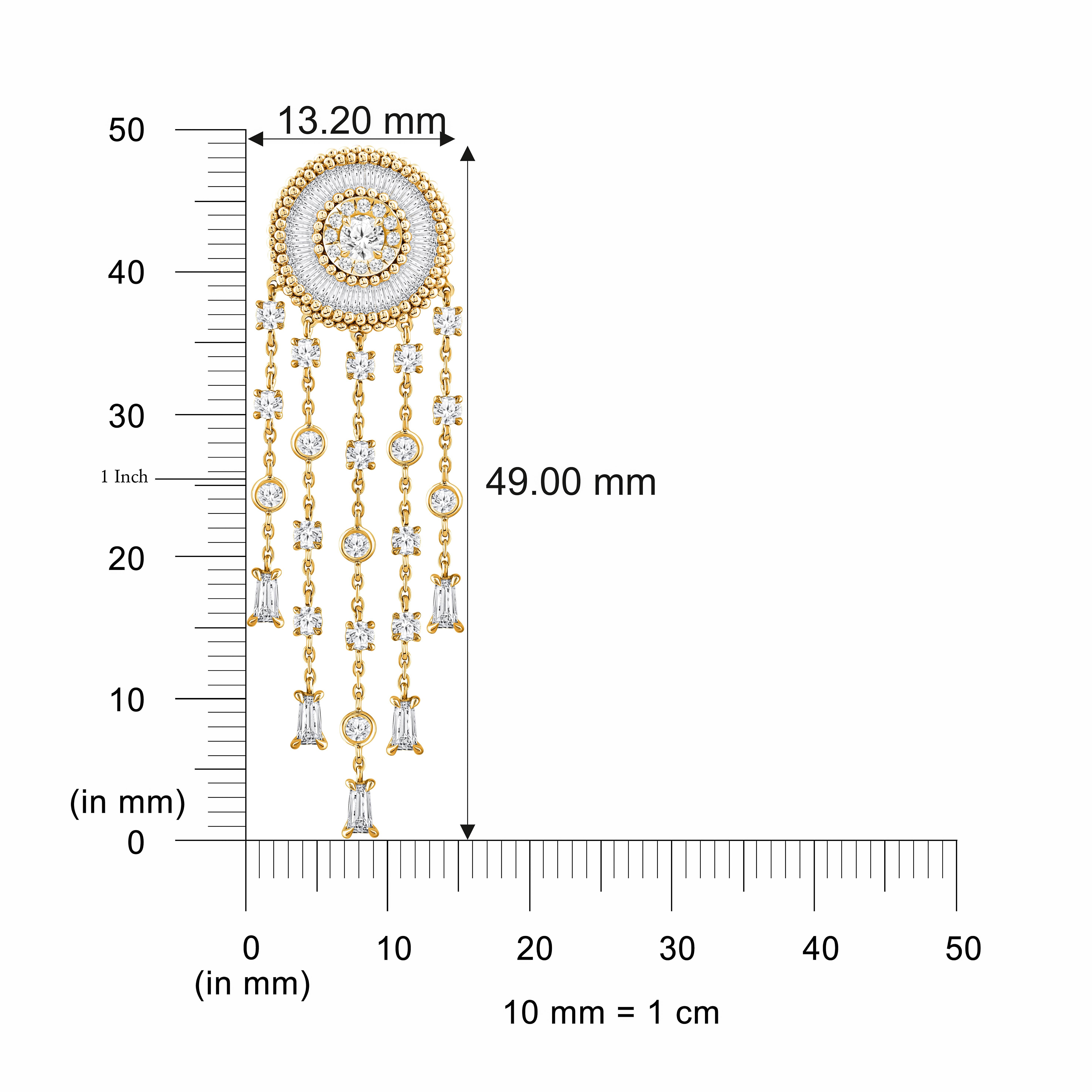 HARAKH 2 7/8 Ct farbloser Diamant 18KYellow Gold Sonnenlicht Traumfänger Ohrringe (Zeitgenössisch) im Angebot