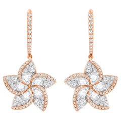 HARAKH Pendants d'oreilles en diamants incolores naturels taille rose et brillants 2 carats