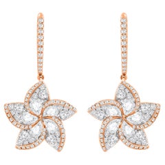 HARAKH Pendientes Colgantes de 2,00 CT de Diamante Natural Incoloro talla Brillante y Rosa