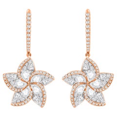 HARAKH 2 Ct Brilliant and Rose Cut Natural Colorless Diamond Dangle Earrings