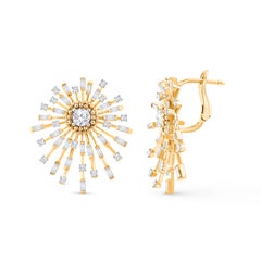 Harakh 2 Ct Diamante Incoloro Oro Amarillo 18 Kilates Pendientes de Sol