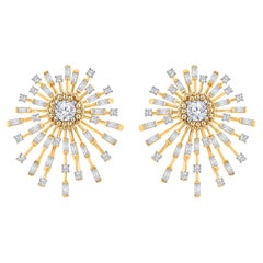 Harakh 2 Ct Colorless Diamond 18 Karat Yellow Gold Sunlight Stud Earrings