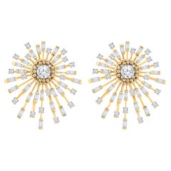 Harakh 2 Ct Diamante Incoloro Oro Amarillo 18 Kilates Pendientes de Sol