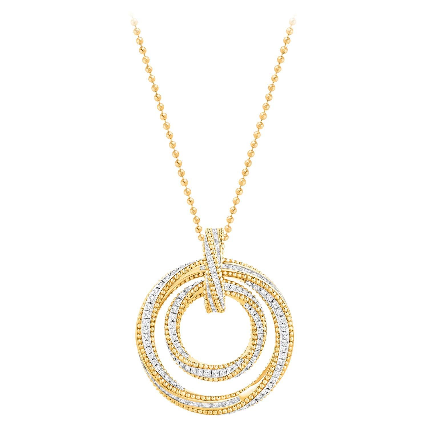 Harakh - Collier à pendentif rond en or 18KT avec diamant incolore 2 CT Sunlight