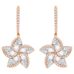 HARAKH Pendants d
oreilles en diamants naturels incolores brillants et taille rose de 2,00 carats