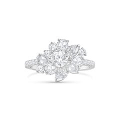 HARAKH 2.00 CT Natural Colorless Diamond Brilliant & Rose Cut Cascade Ring