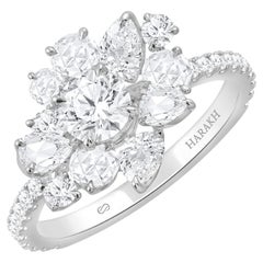 HARAKH 2.00 CT Natürlicher farbloser Diamant Brillant
Rose Cut Cascade Ring