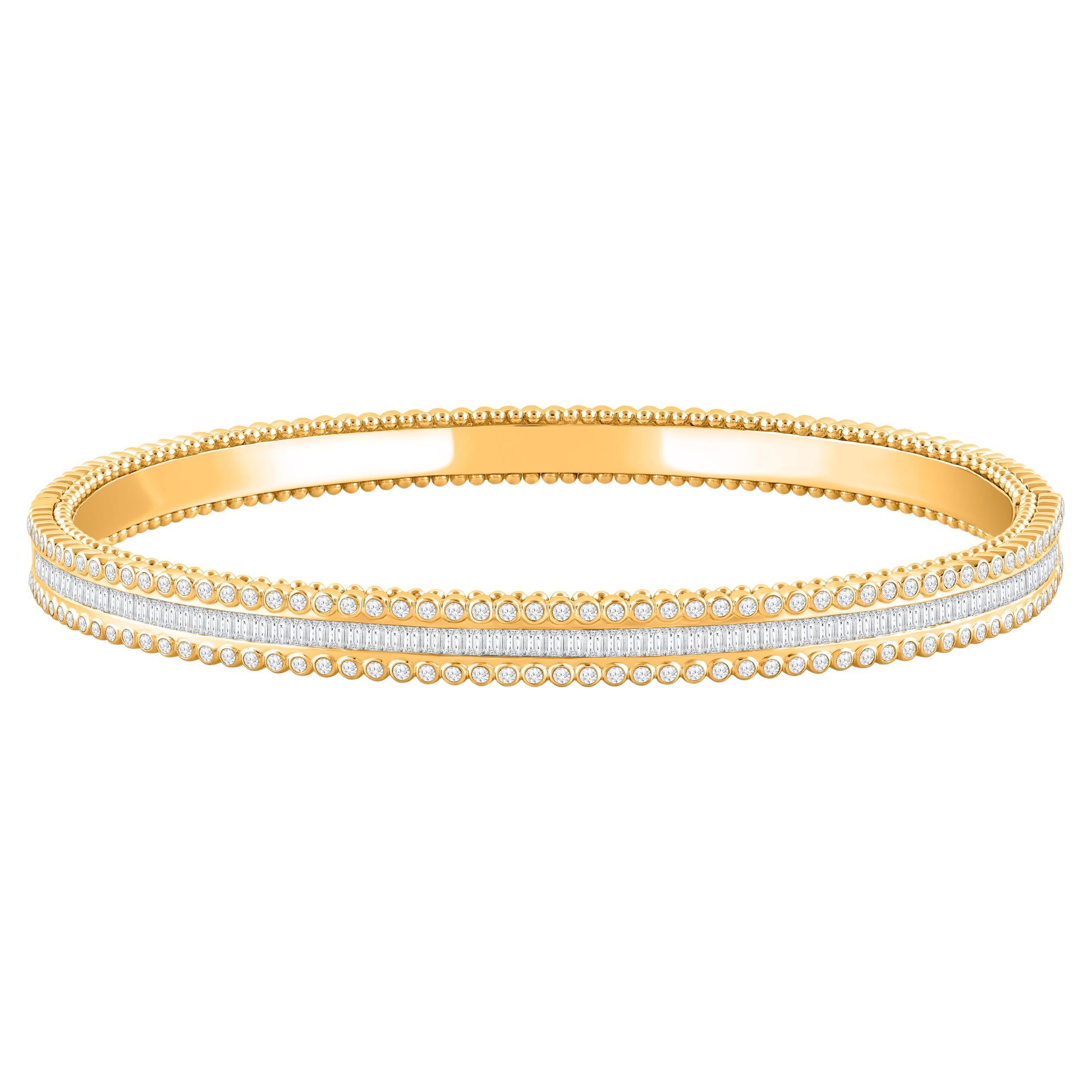 HARAKH 2CT Diamante incolore Luce del Sole in oro 18K Mezza Eternità Bangle Luce del Sole in vendita