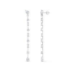 HARAKH 3 1/2 Carat Colorless Diamond Raindrop Sonnet Earrings in 18KT White Gold