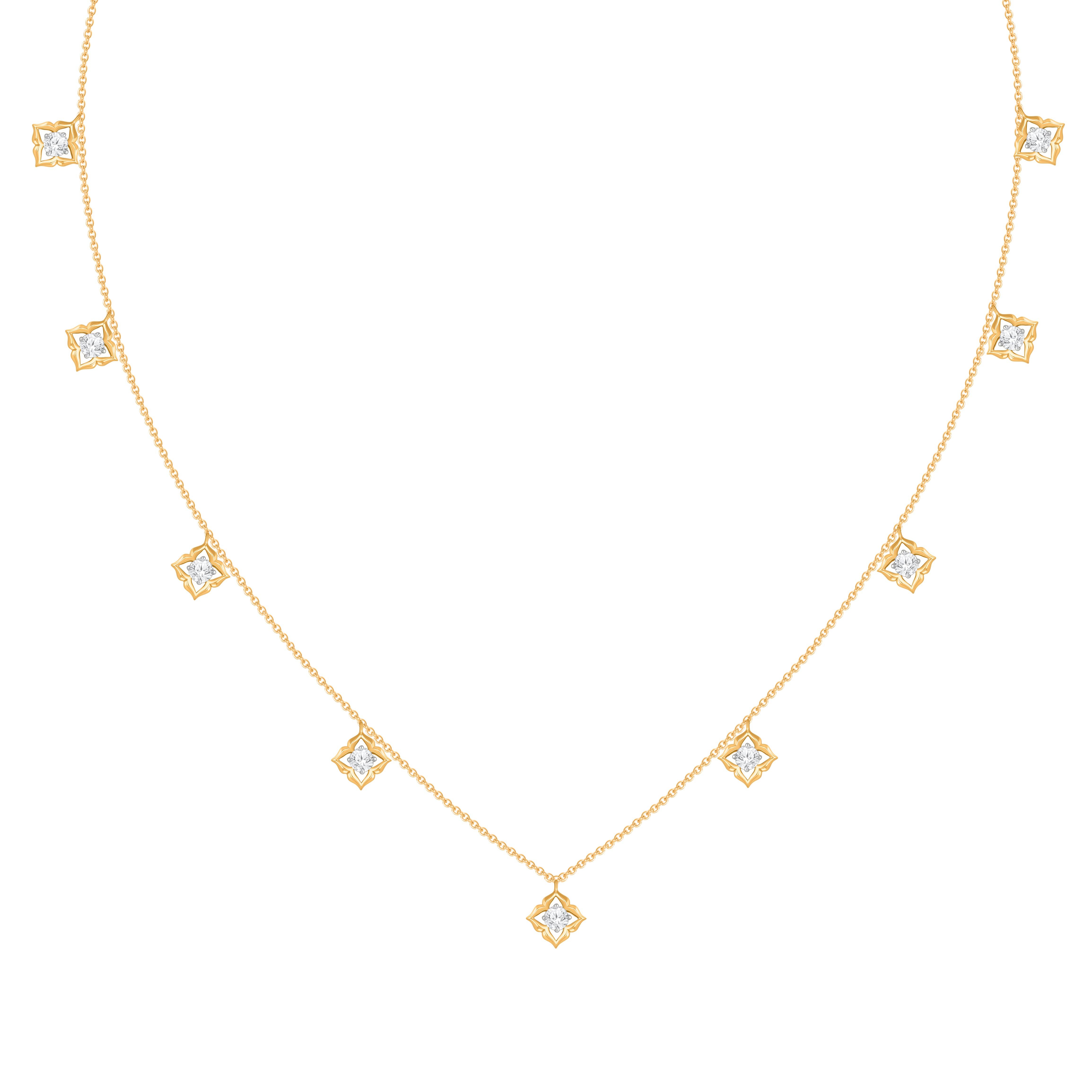 Moderne Harakh 3 1/2 CT Colorless Diamond 18KT Gold Mirage Drop Mandala Necklace en vente