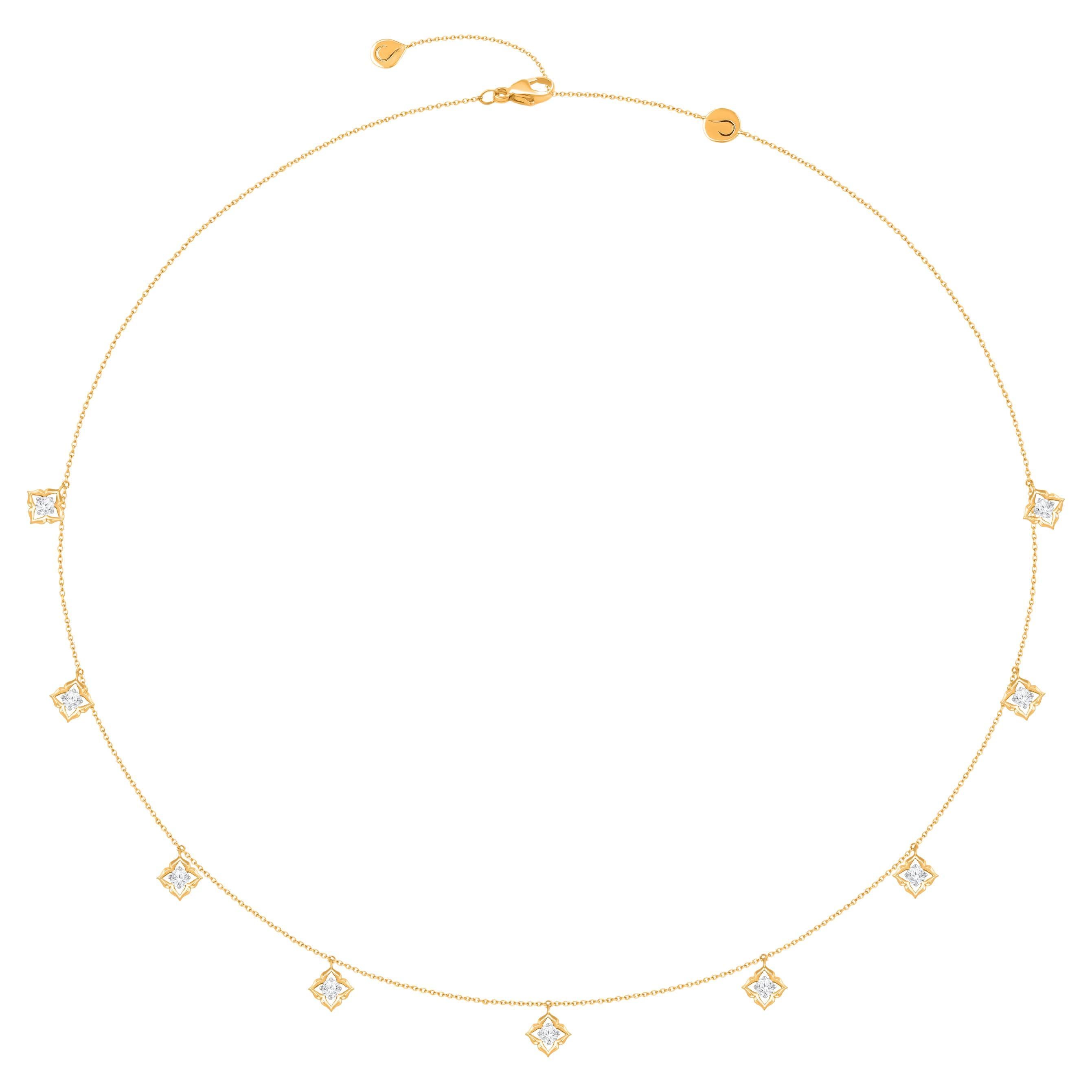 Harakh 3 1/2 CT Colorless Diamond 18KT Gold Mirage Drop Mandala Necklace en vente