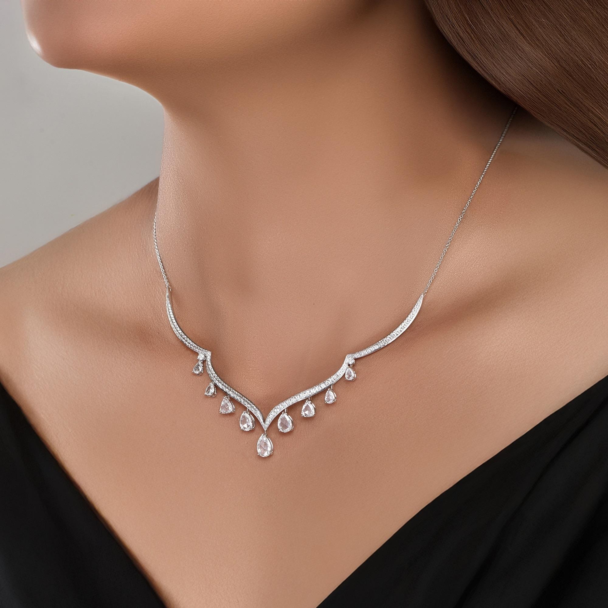 Moderne HARAKH Collier Mandala en diamants incolores de 3 1/2 carats en vente