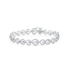 HARAKH Pulsera de tenis de diamantes naturales incoloros de 3,00 quilates en oro blanco de 18 quilates