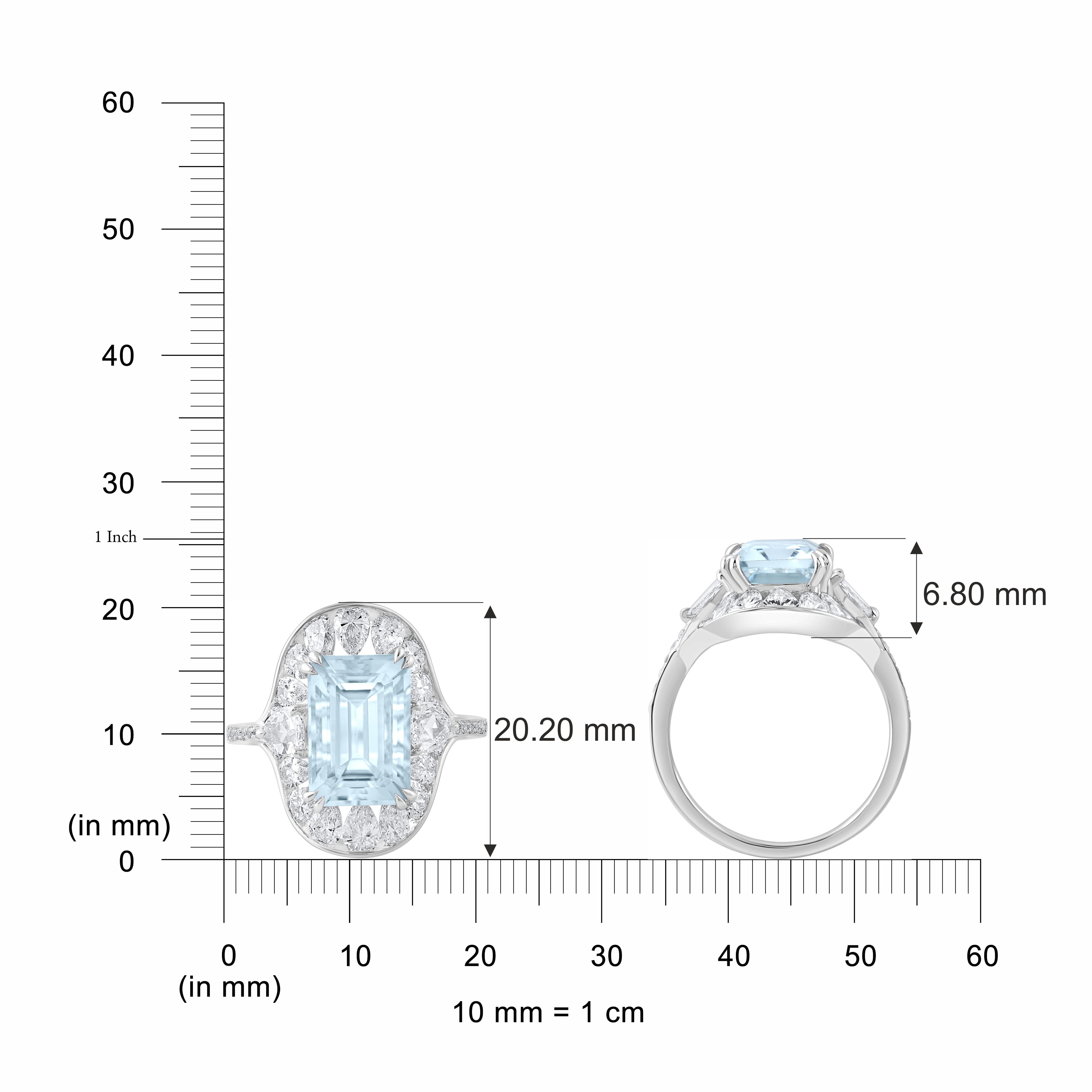 Inspired by the poetry of a monsoon’s dance, this elegant ring from the Raindrop Collection captures the ephemeral beauty of nature’s rhythm. Crafted in 18KT white gold, it is crowned with a luminous natural aquamarine at its heart, surrounded by