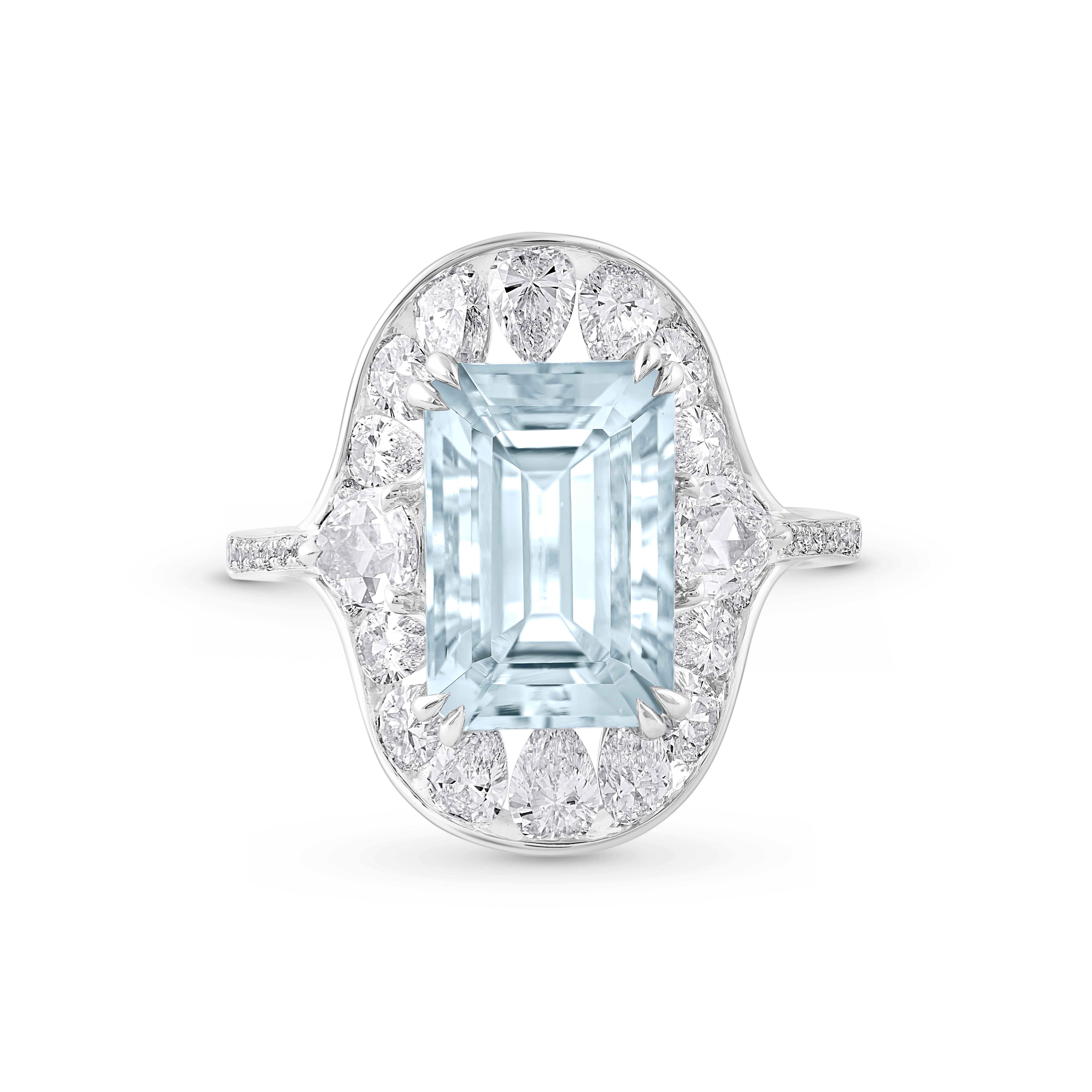 HARAKH 3 1/3 CT Colorless Diamond and Pink Tourmaline Raindrop 18KT Gold Ring (Moderne) im Angebot