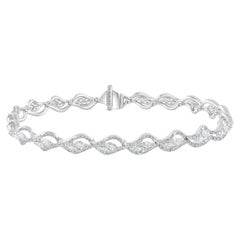 HARAKH 3 1/5 CT Natural Colorless Diamond Swirl Link 18KT White Gold Bracelet