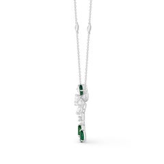 HARAKH 3 3/4 CT Natural Colorless Diamond & Emerald Gemstone Cluster Pendant