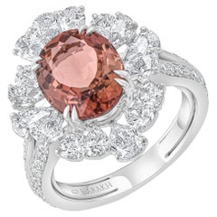 HARAKH 18KT Gold Farbloser Diamant und Oranger brauner Turmalin Raindrop Ring