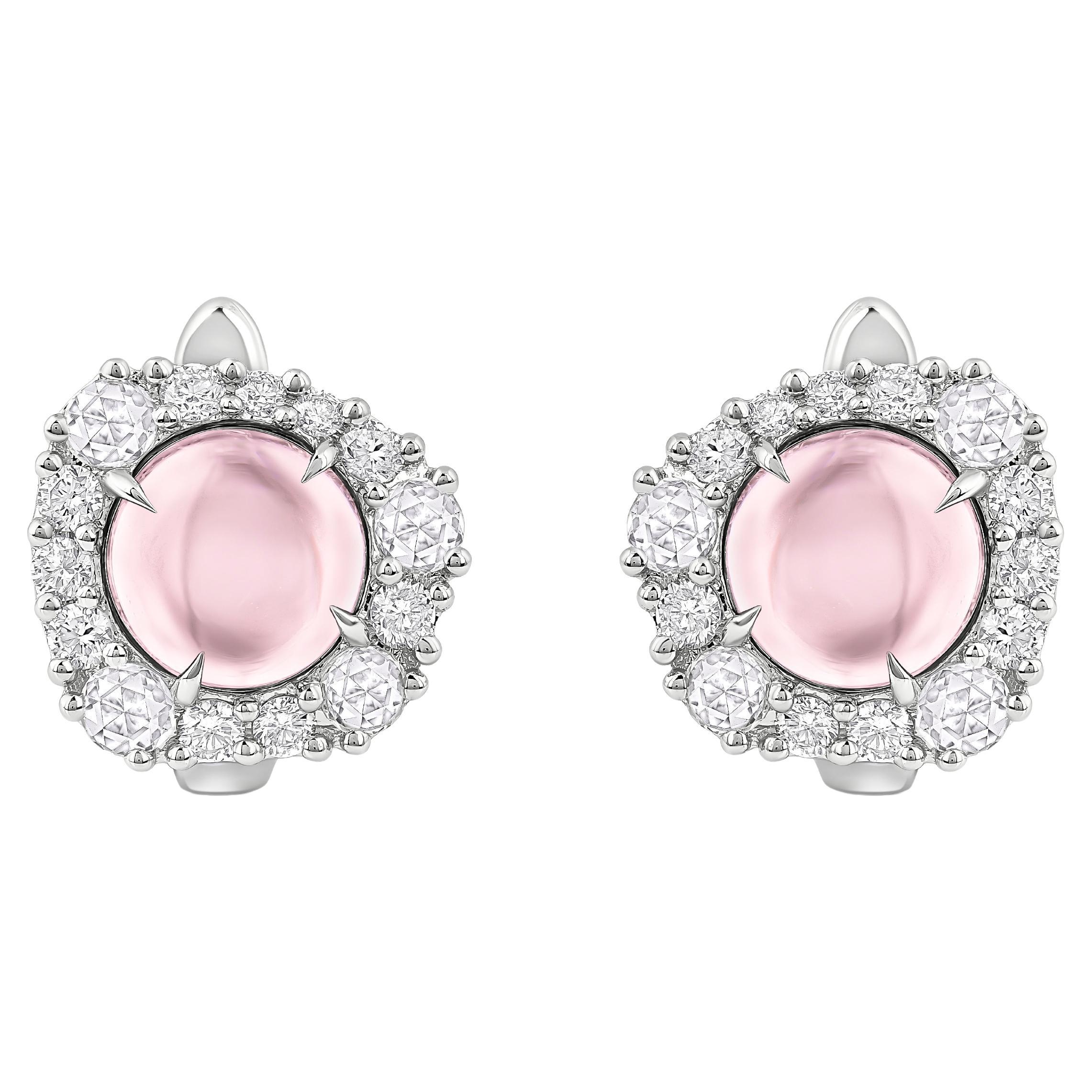 HARAKH 3/4 CT Ohrstecker, natürlicher farbloser Diamant im Brillantschliff & Turmalin im Angebot