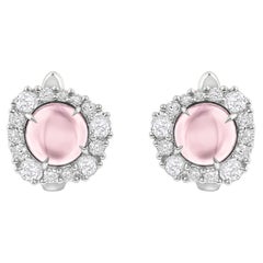 HARAKH 3/4 CT Natural Colorless Diamond Brilliant Cut & Tourmaline Stud Earrings