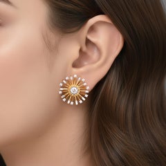 HARAKH 3/4 Carat Colorless Diamond 18K Gold Sunlight Stud Earrings