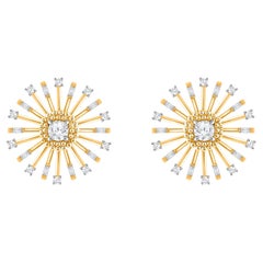 HARAKH 3/4 Carat Colorless Diamond 18K Gold Sunlight Stud Earrings