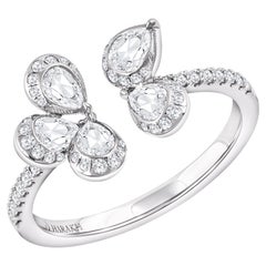 Harakh 3/4 Carat Colorless Diamond Cluster Open Ring in 18 Kt White Gold