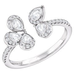 HARAKH 3/4 CT Natural Colorless Diamond Cluster Open Ring in 18KT White Gold