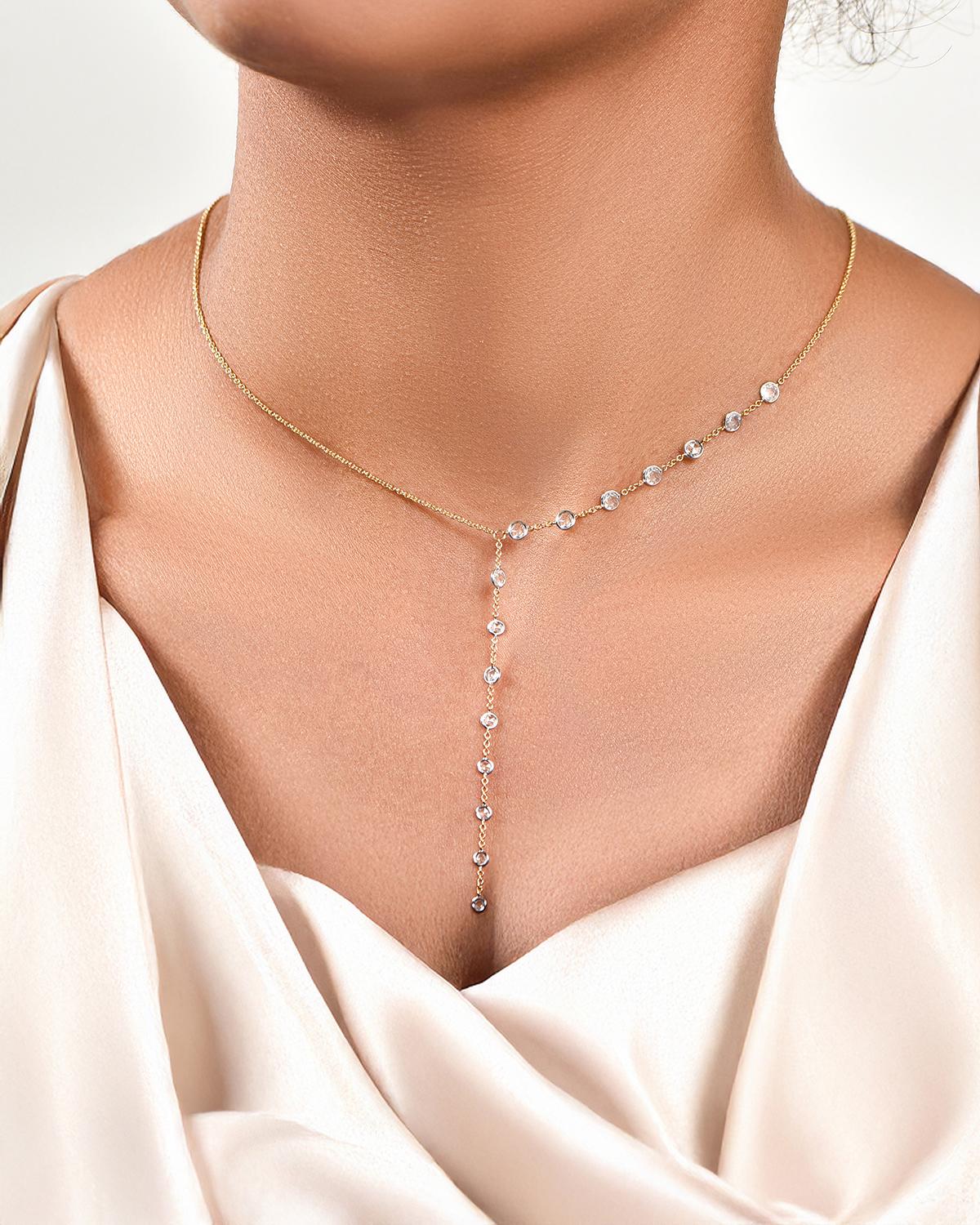 HARAKH Collier station en or jaune 18 carats avec diamants naturels incolores de 3/4 carat Neuf - En vente à New York, NY