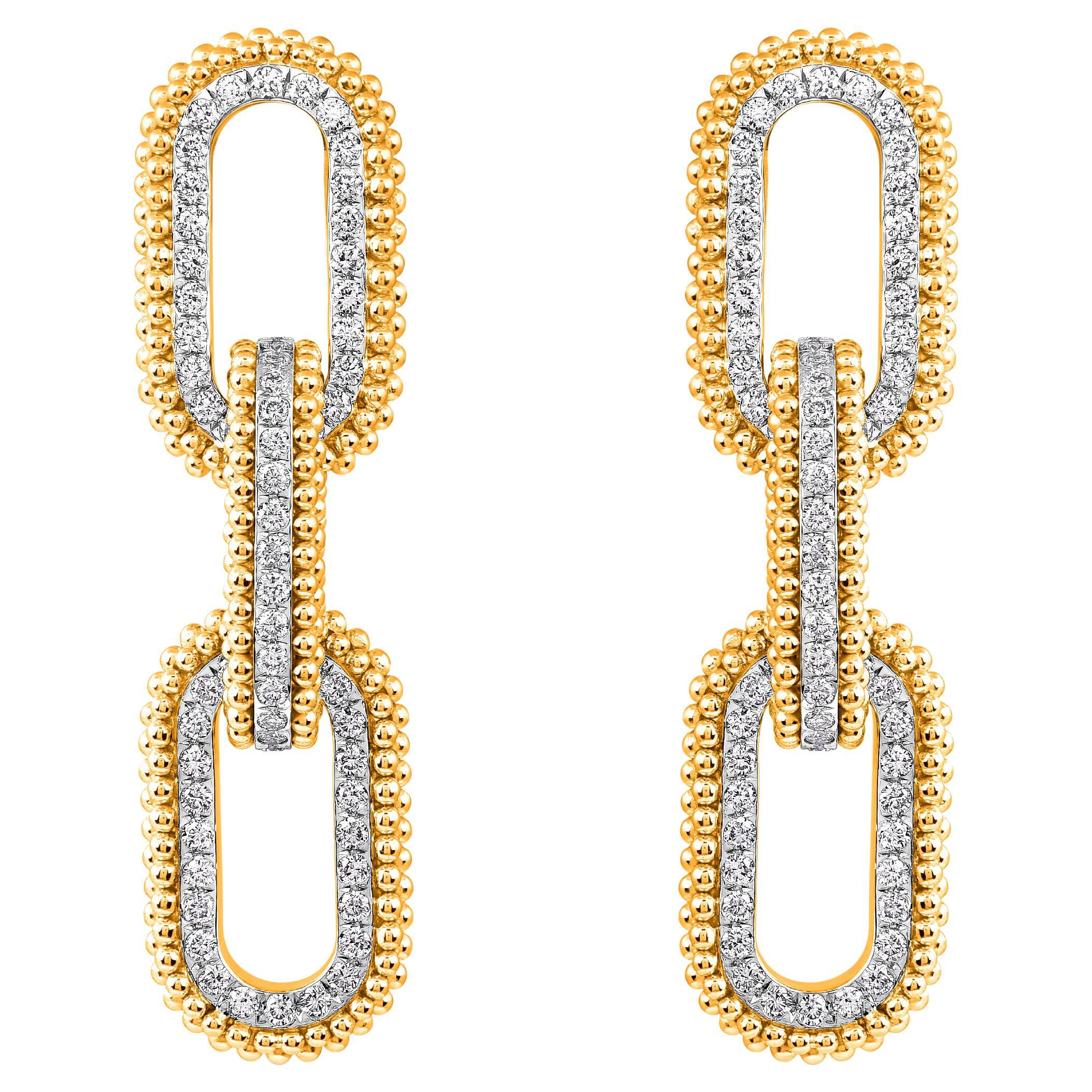 HARAKH 3/4 CT Colorless Diamond 18KT Yellow Gold Sunlight Paper Clip Earring