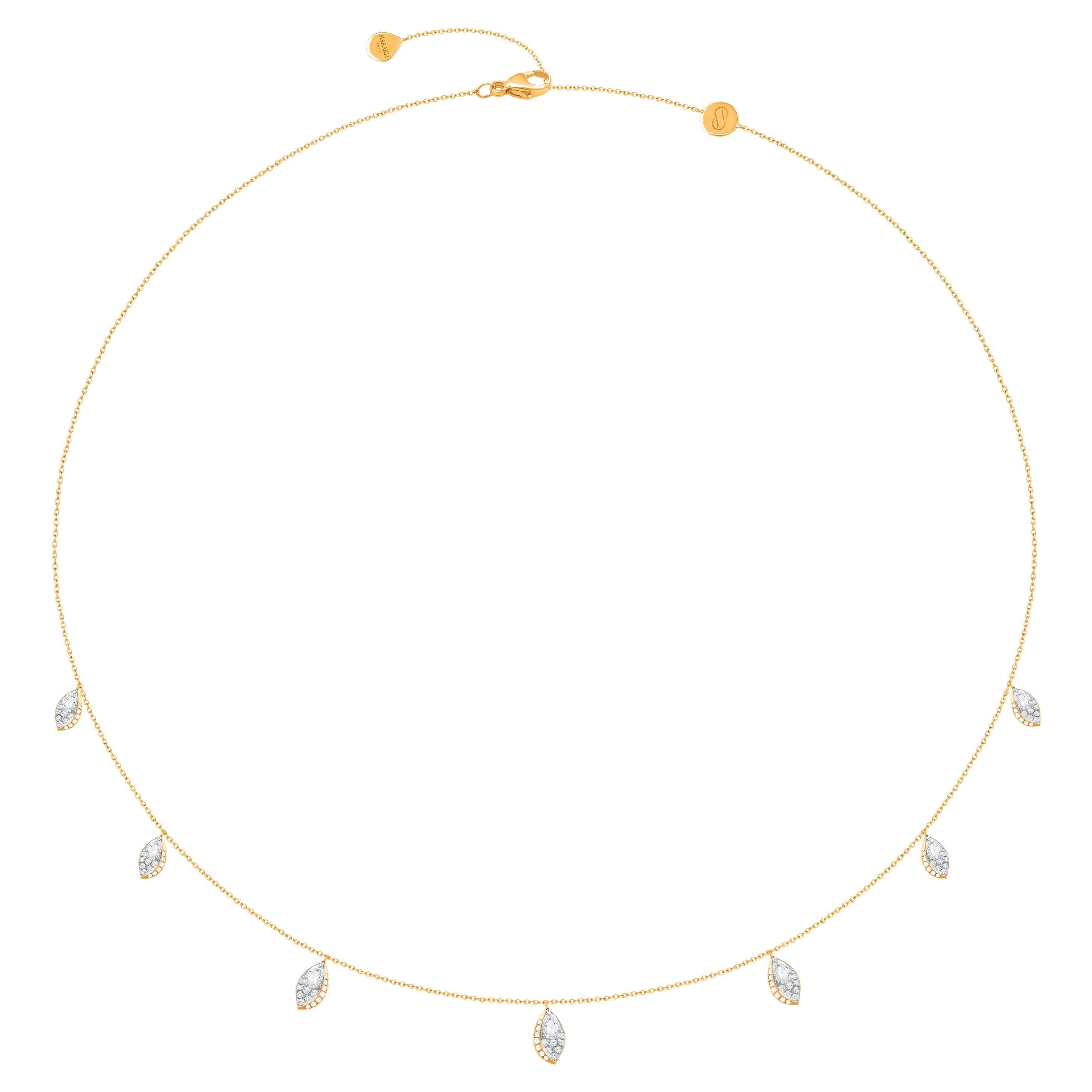 HARAKH 3/4 CT Colorless Diamond Frangipani Pendant Necklace 18KT Gold