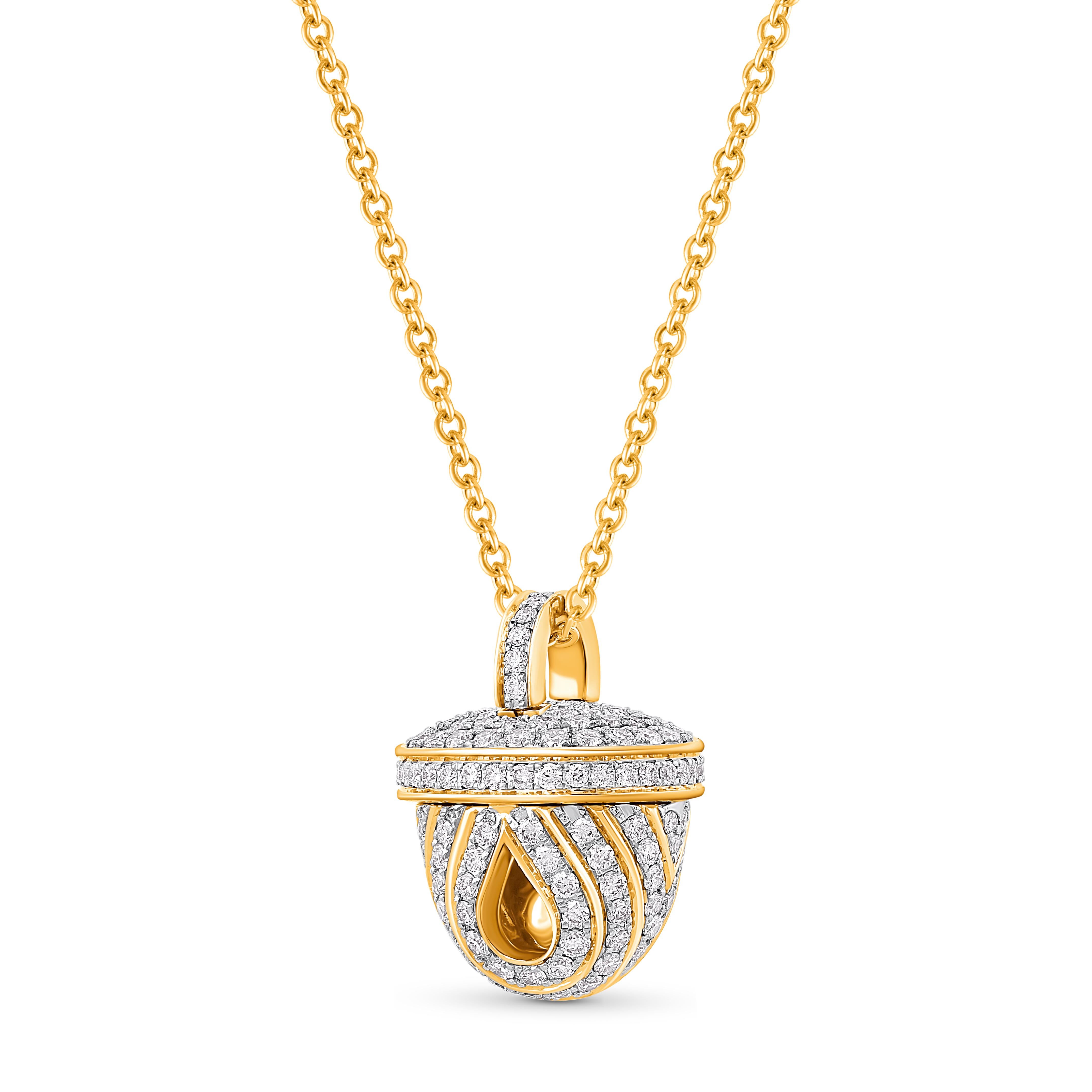 Ispirata alla melodia soul del Ghunghroo, una cavigliera musicale parte integrante delle danze classiche, questa splendida collana con pendente è tempestata di 189 diamanti naturali taglio brillante.

I diamanti sono classificati con colore F e