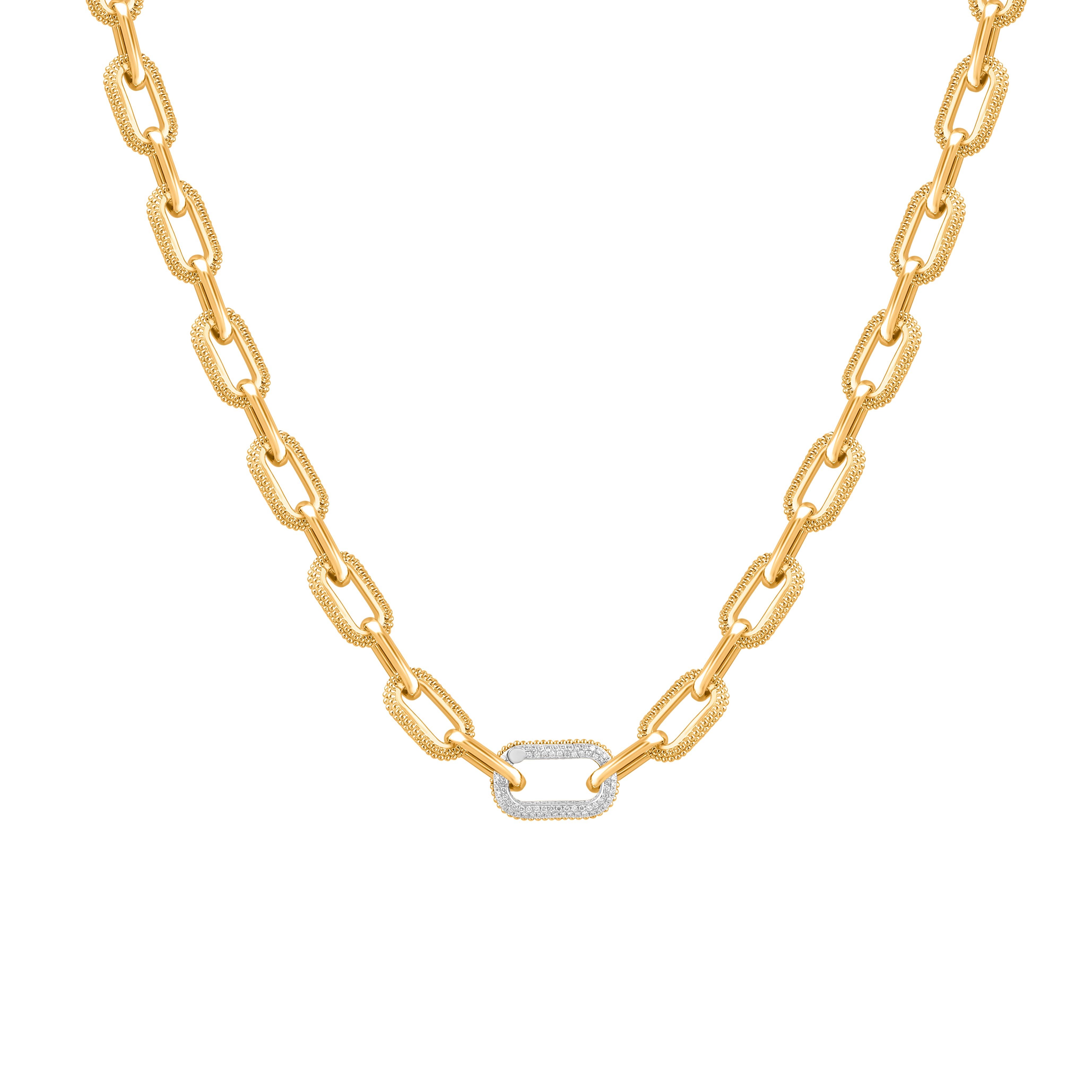 Contemporary HARAKH 3/4 CT Colorless Diamond Sunlight Paper Clip Necklace in 18KT Gold For Sale