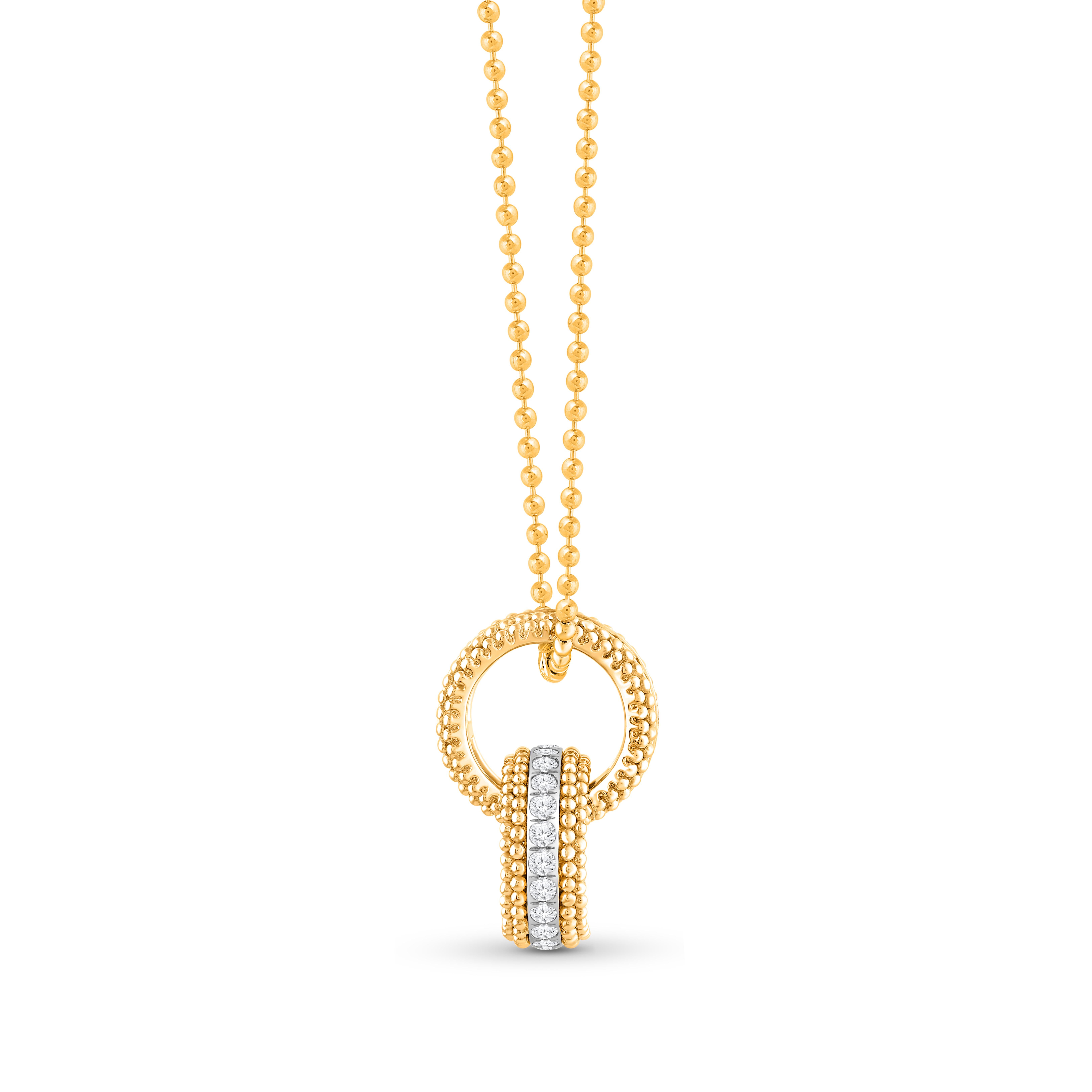 Contemporaneo Collana con ciondolo a forma di cerchio con diamante incolore da 3/4 CT di Harakh in oro 18KT in vendita