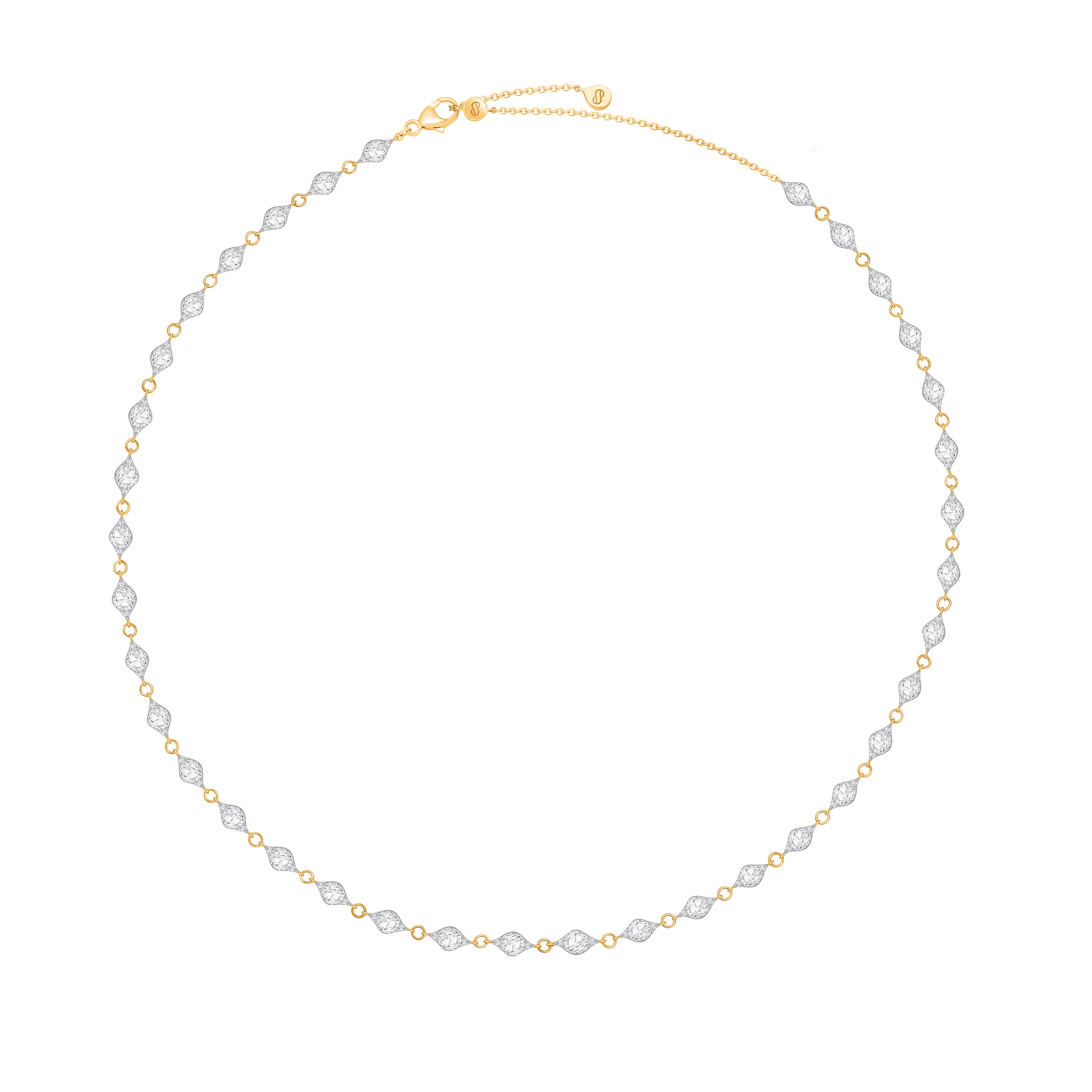 HARAKH Halskette mit Brillanten und Rosenschliff, 3 7/8 Karat natürlicher farbloser Diamant