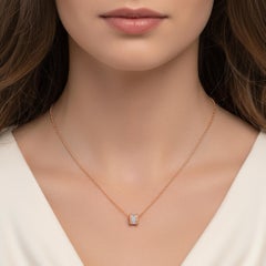 HARAKH Collar Colgante de Luz Solar con Diamante Incoloro de 3/8 Quilates en Oro Rosa de 18 Kt