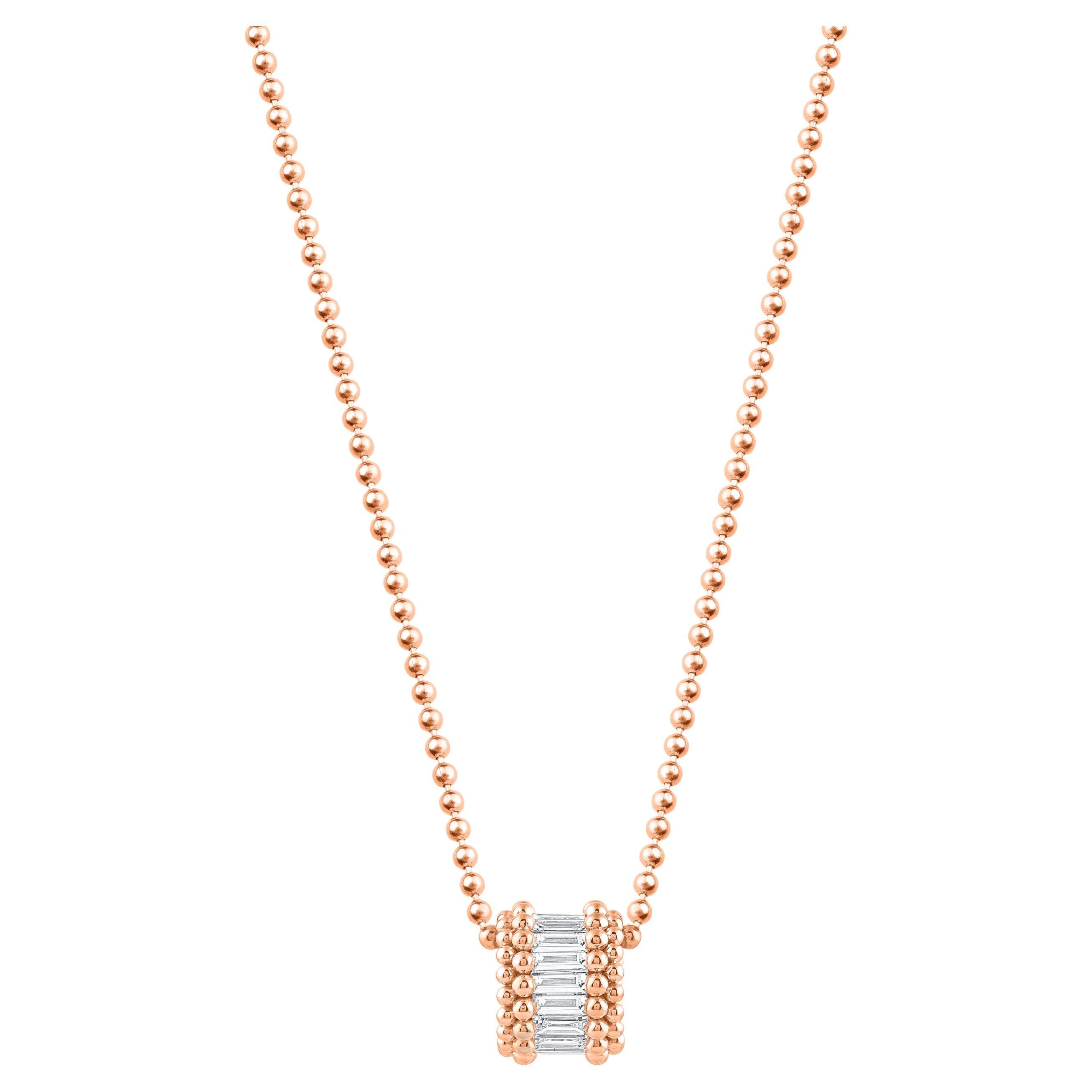 HARAKH 3/8 Carat Colorless Diamond Sunlight Pendant Necklace in 18 Kt Rose Gold