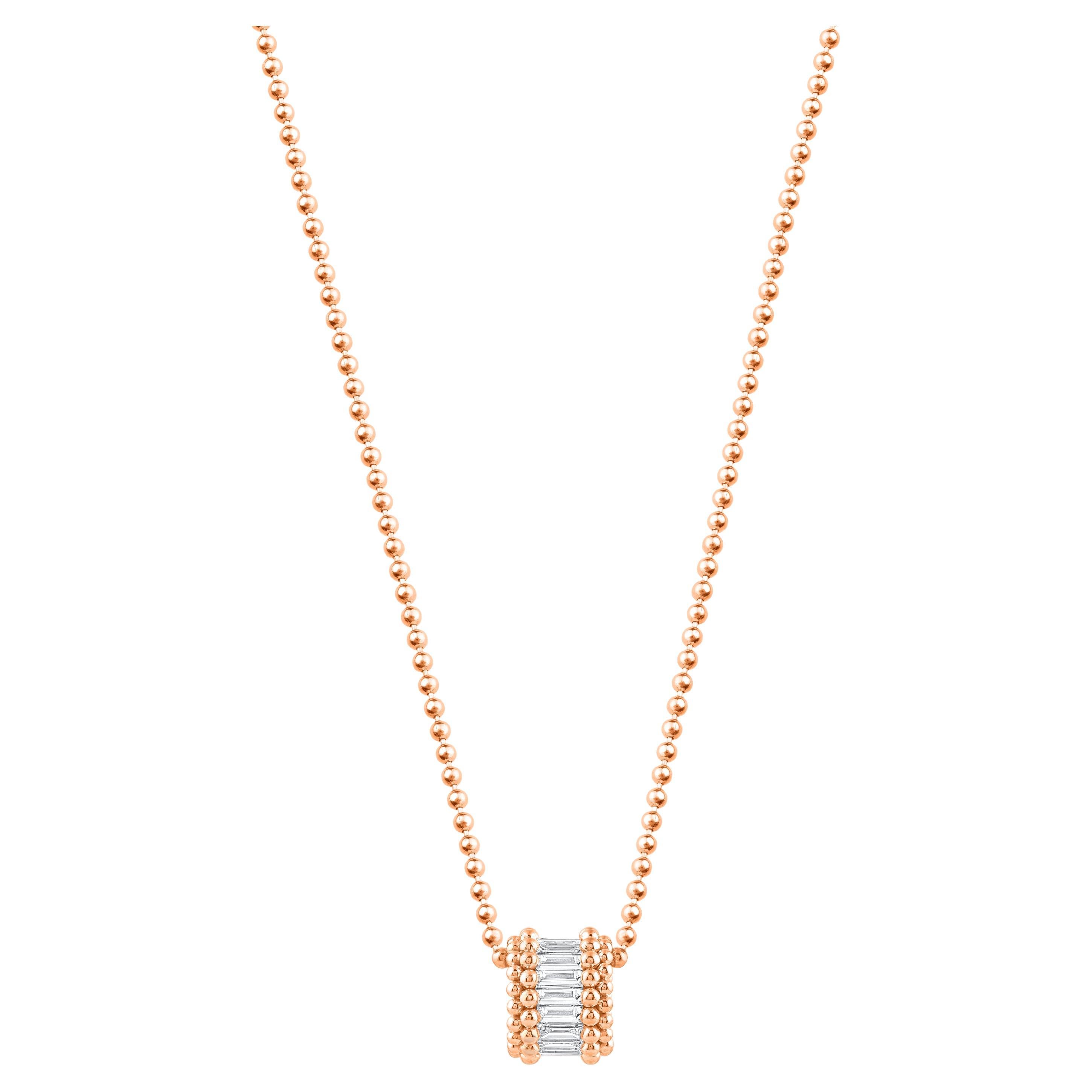 HARAKH 3/8 Carat Colorless Diamond Sunlight Pendant Necklace in 18 Kt Rose Gold For Sale