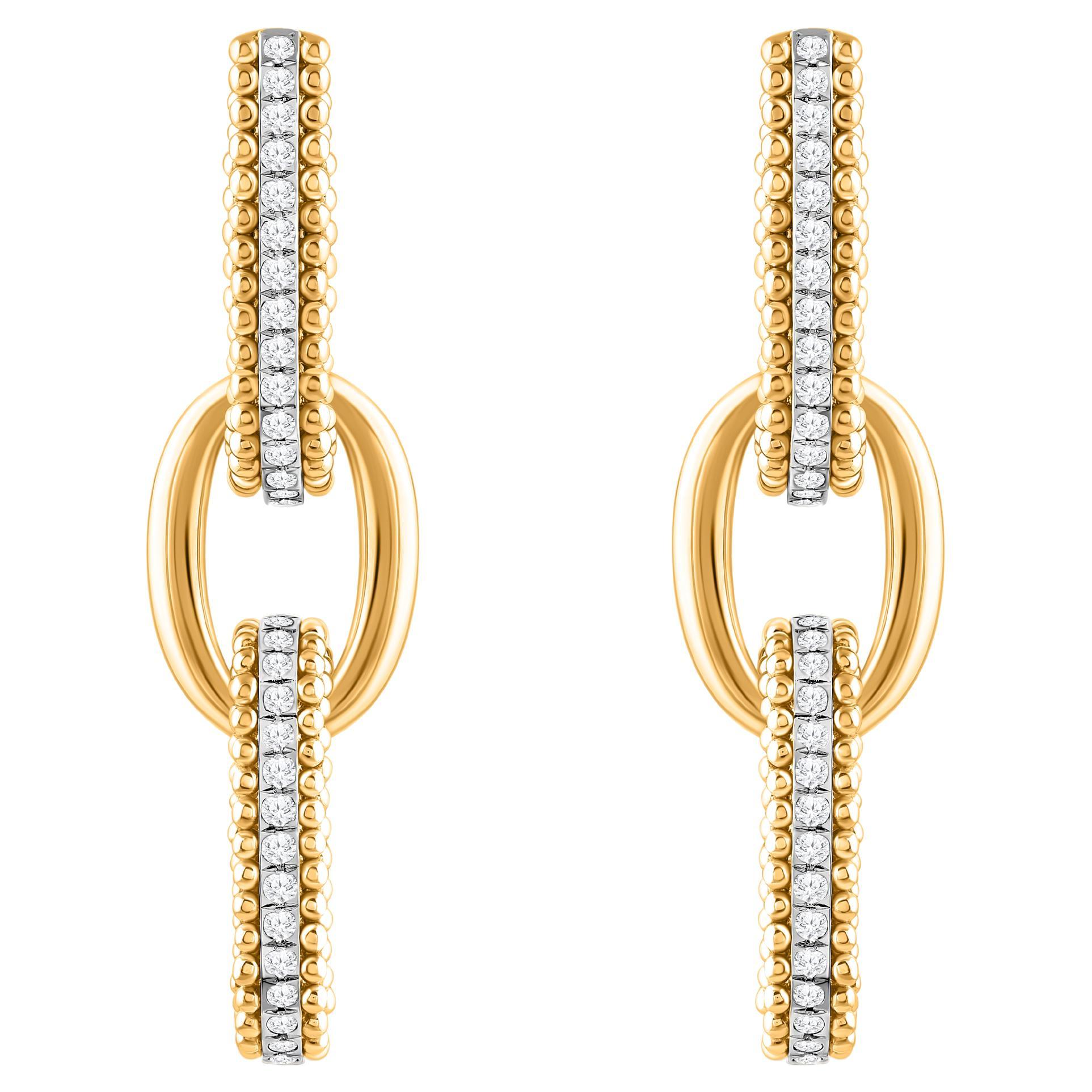 HARAKH 3/8 CT Colorless Diamond 18KT Yellow Gold Sunlight Paper Clip Earring