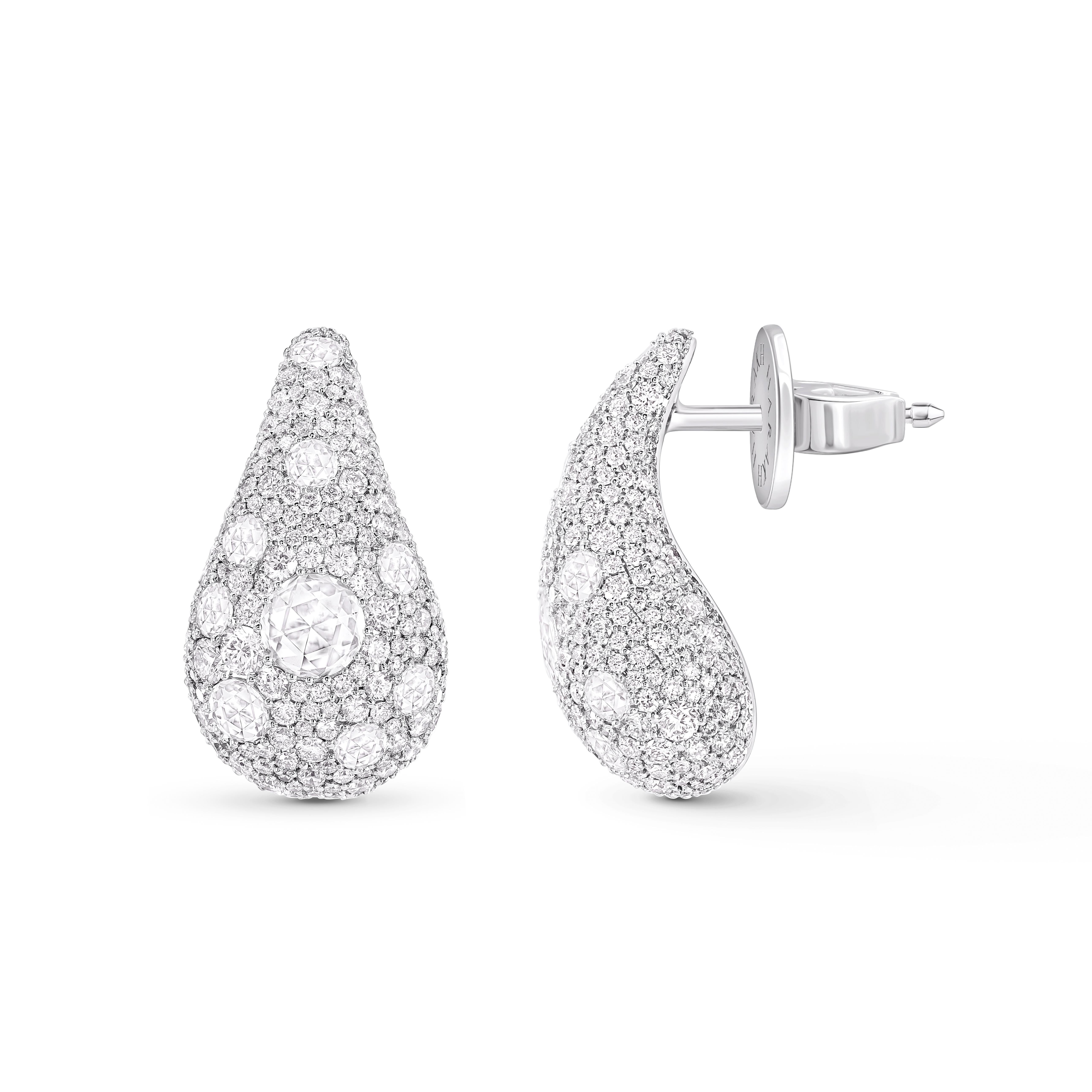 HARAKH 3.00 CT Natürlicher farbloser Diamant im Brillant- und Rosenschliff-Ohrring (Zeitgenössisch) im Angebot