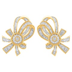 HARAKH Pendientes de oro amarillo de 18 quilates con diamante incoloro de 3,00 quilates Arco Luz Solar