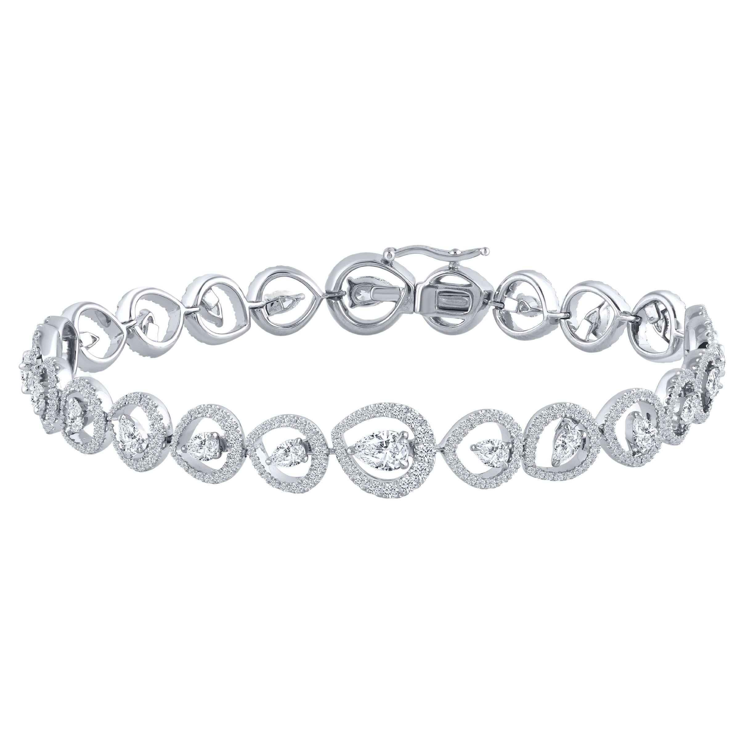 HARAKH Bracelet tennis en or blanc 18 carats avec diamants naturels incolores de 3,00 carats 