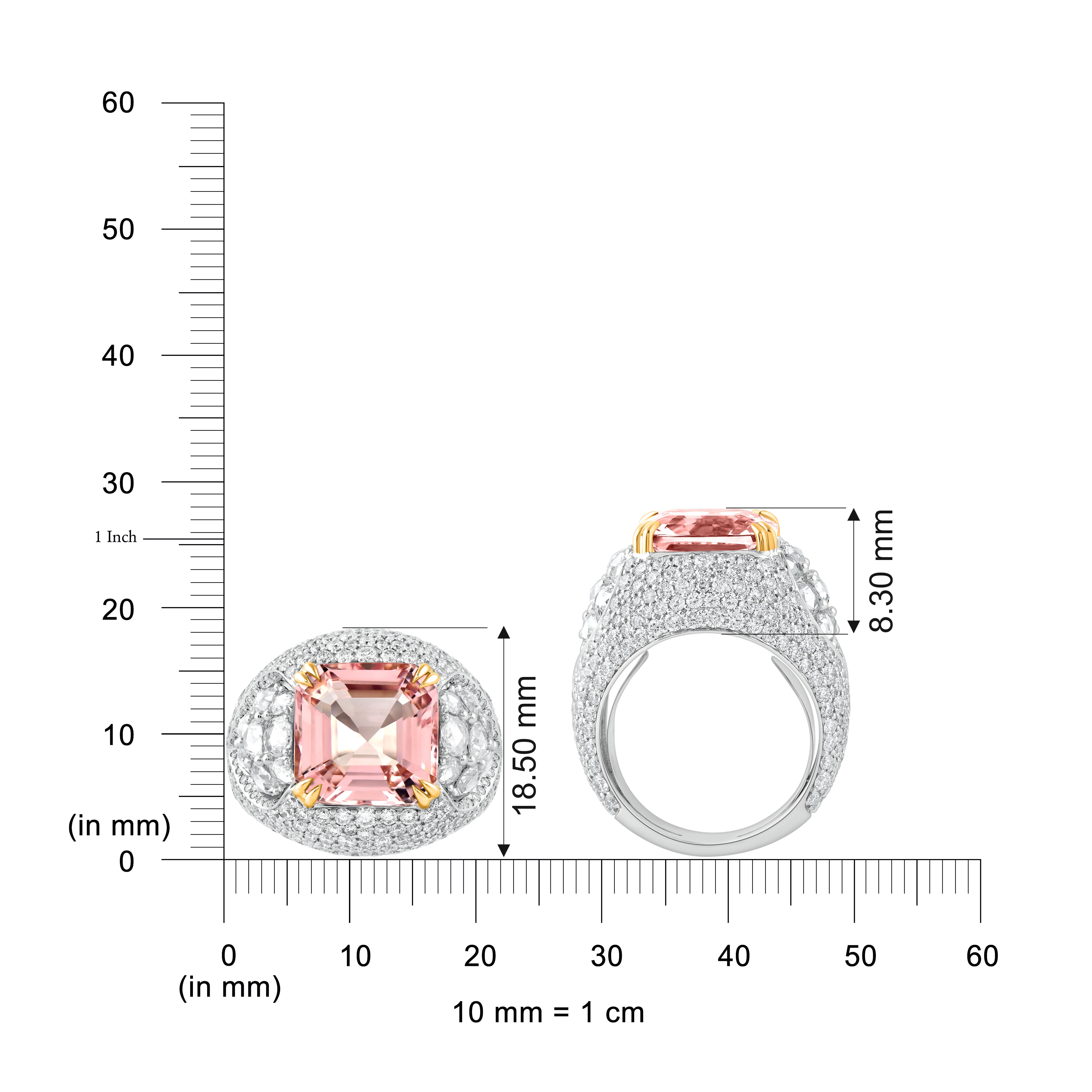 HARAKH 4 1/5CT farbloser Diamant und Pink Morganit Mandala 18KT Gold Ring im Zustand „Neu“ im Angebot in New York, NY
