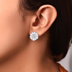 Harakh 4 3/8 Carat Brilliant Cut Natural Colorless Diamond Cascade Stud Earrings