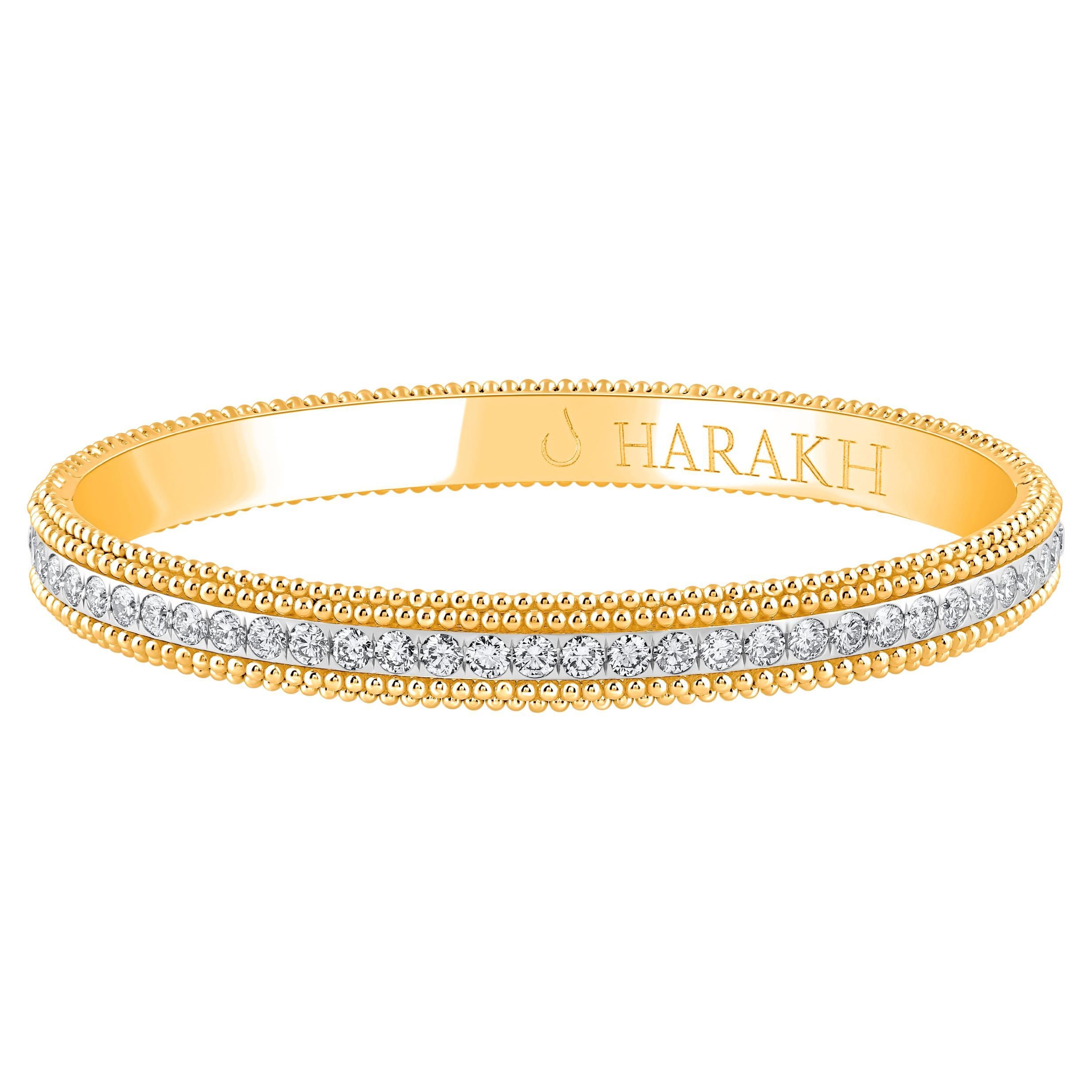 HARAKH 4 CT Colorless Diamond Sunlight Pota Bangle in 18KT Yellow Gold